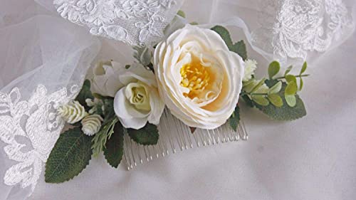 Fiddy898 Artificial Floral Bridal Hair Comb Wedding Crown Handmade Greenery