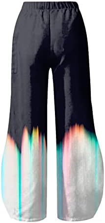 Roupas de ioga feminino Omenos de bolsos casuais da cintura elástica calça sólida solta calças