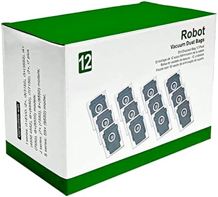 12pack sacos de vácuo compatíveis com as bolsas iRobot Roomba i & s & j, substituto para o iRobot Roomba i1+ i3+ i4+ i6+ i7+ i7plus j7+ i8+ s9+ vácuo com sacos automáticos de descarte sujeira