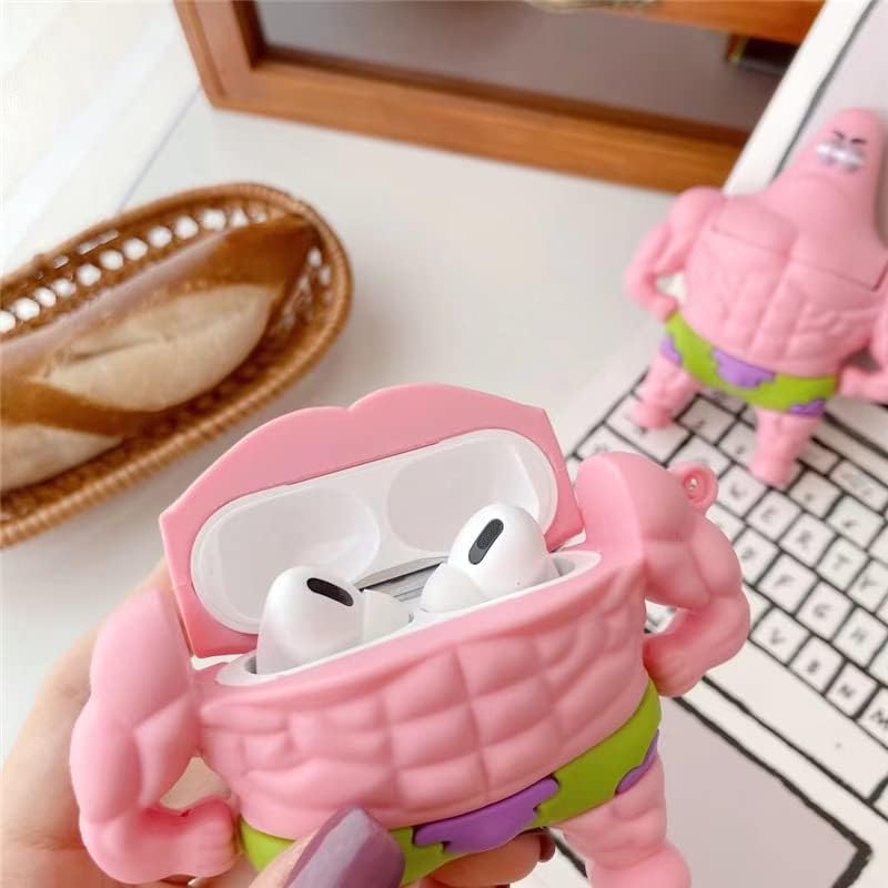 Caso AirPods Buff Pink Star Funny Funny Cartoon Caractere Soft Silicone Capa fofa