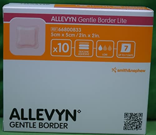 Smith & sobrinho de espuma Allevyn Border suave Lite 2 x 2 polegadas adesivo estéril #66800833, caixa de 10