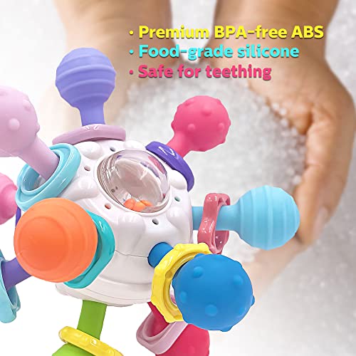 Brinquedos de mortadores de dentição sensoriais do bebê: brinquedos de dentição para bebês de 0