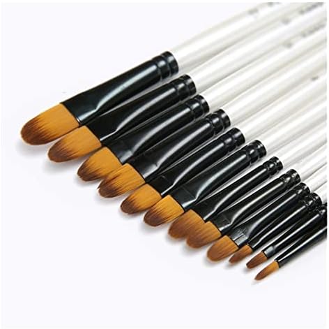 Escovas de nylon bhvxw 12 pérolas de bastão de madeira branca Conjunto de pintura de pintura a óleo de caneta