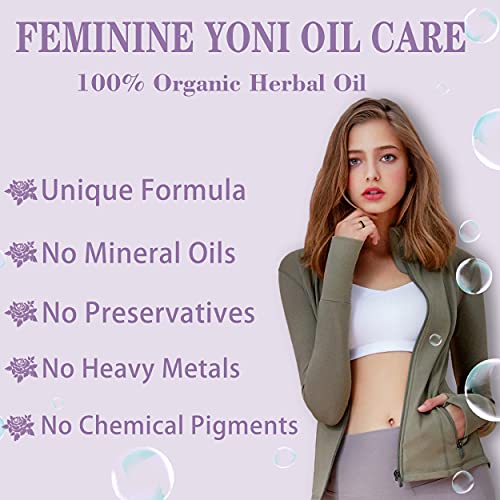 Vickoneer Yoni Cuidados femininos de óleo essencial, todo o hidratante de óleo natural, balanço de pH