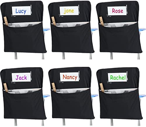 Maitys 6 embalam bolsos de cadeira grande em sala de aula de 18 polegadas de cadeira de estudante bolsos de cadeira de cadeira de bilhete de bolso de bolso de pocket sloth com tag de nome para manter a mesa da escola para a mesa de mesa organizada