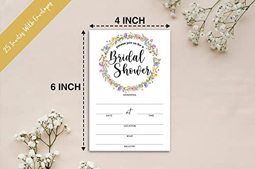 Cartões de convite de chuveiro de noiva com envelopes - Greenery Boho Floral preenche o cartão