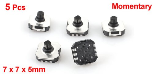 UXCELL 5 PCS 7mm x 7mm 6 pino 5 maneiras de botão momentâneo Dispositivos montados na superfície SMT Chave tátil