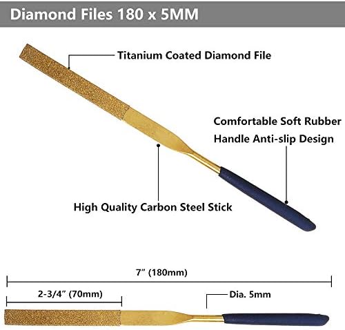 YAKAMOZ 10PCS Titanium Diamond Metal Arquivo Definir Kit de Arquivo de Riffler Praça Triangular