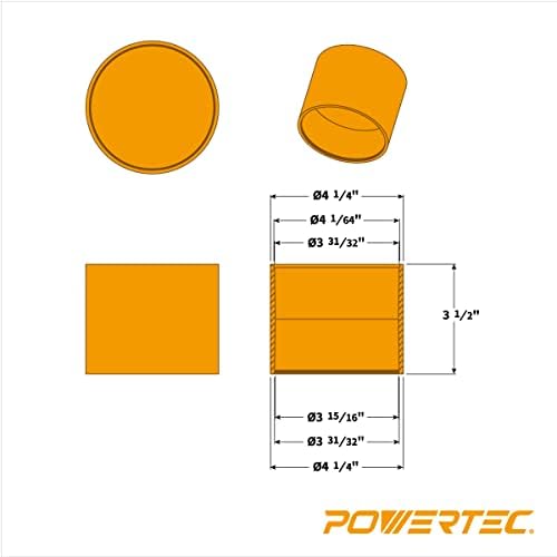 Powertec 70113V Coleção de coleta de poeira de 4 polegadas para acessórios e adaptadores de 4 OD