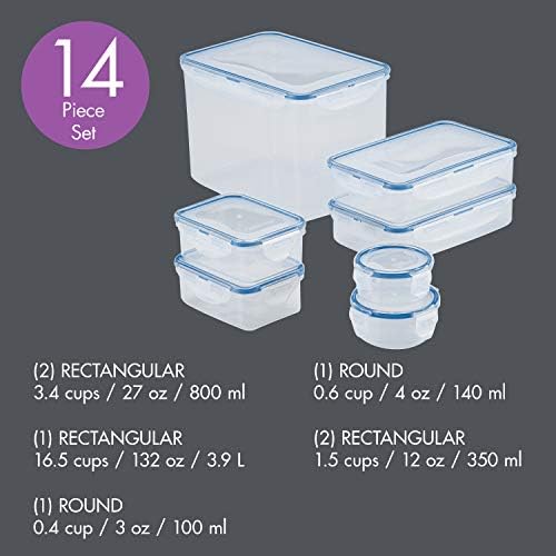 Locknlock Easy Essentials Standing Storage tampas/plástico hermético, recipientes, BPA livre, 14 peças,