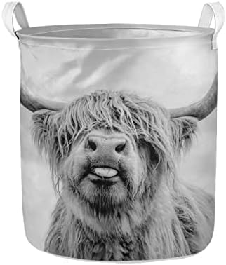 Yiekeluo Highland Cow Casket com alça para o quarto, banheiro decorativo para roupas de grande capacidade brinquedos colapsíveis credos