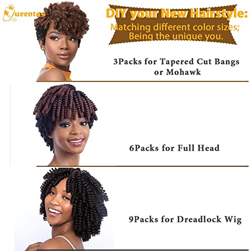 Queentas 3 pacotes+6packs 10 polegadas+20 polegadas Saniya Curl Crochet Carrie Curl Extensões de cabelo sintéticas para mulheres negras para tranças cabelos