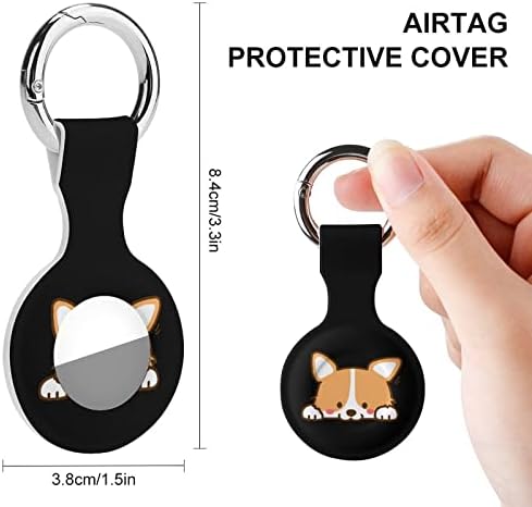 Caso de silicone impresso para cães corgi para airtags com o chaveiro de proteção contra a tag de tag