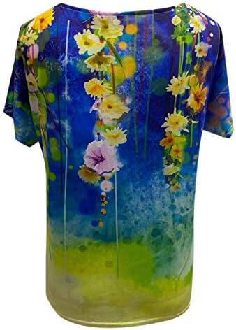 camisetas femininas lcziwo femininas estampas florais de manga curta solta V pescoço confortável e confortável diariamente camisetas soltas blusas soltas