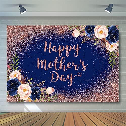 Avezano Feliz Centro do Dia das Mães Rose Gold Rose e Blue Floral Penas de Fotografia Floral para Decorações