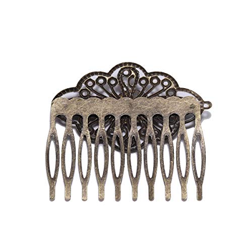 5pcs 52 × 56mm de jóias de pente de cabelo de bronze antigo, fabricando gancho de cabelo achados ajustes de 12 mm de vidro cenários de cabelos diy clipes acessórios