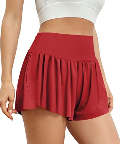 Autometes feminino 2 em 1 Flowy Butterfly Running Athletic Workout Shorts Trendy Summer Casual Casual Coloque