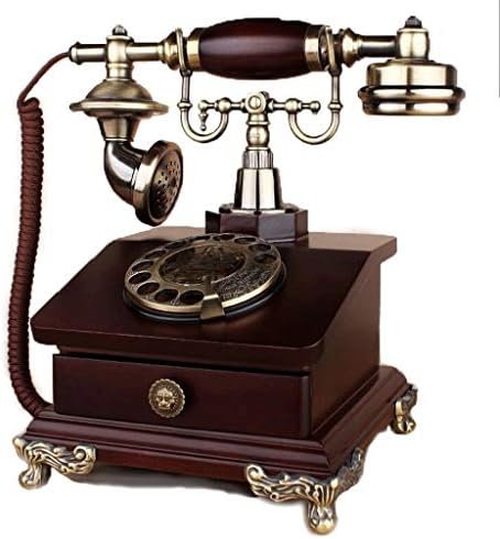 Telefone retro zyzmh ， Telefone de estilo antigo com corpo de madeira e metal, mostrador rotativo funcional
