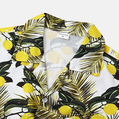 Camisas havaianas casuais hddk masculas, verão de manga curta impressão floral tropical botão de ajuste regular