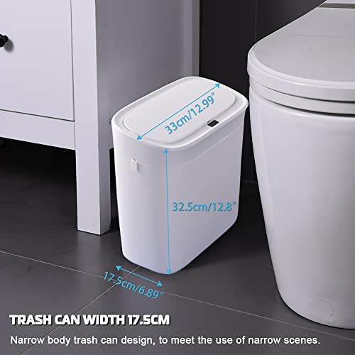 Lixo sem toque lata, lata de lixo de banheiro inteligente automático de 3,2 galões de banheiro