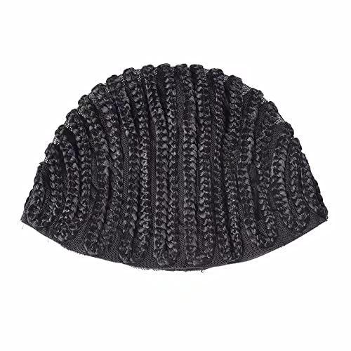 Tampa de peruca trançada preta para peruca, fabricando tampas de peruca de crochê respiráveis ​​com tiras
