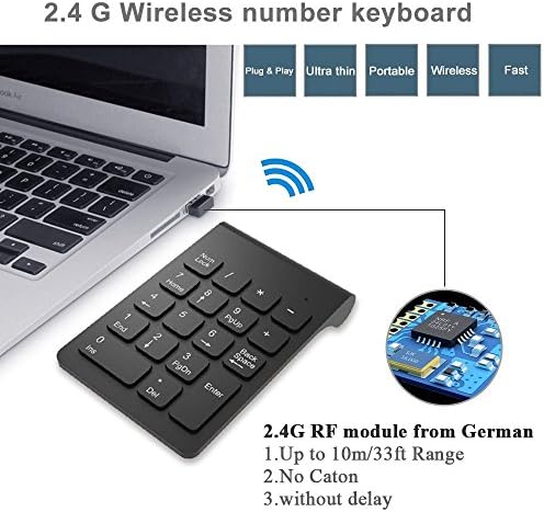 GRACETOP 18 TECHAS TECHADO NUMÉRICO 2.4G Teclado sem fio Mini portátil Número USB PAD TECHO DE CONTABILIDADE
