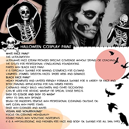 Pintura de rosto preto, tinta branca Halloween Cosplay SFX Maquia