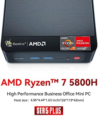 Beelink Ser5 Mini PC, AMD Ryzen 7 5800H 6C/12T, Mini Computador de 32 GB DDR4 RAM 500 GB NVME SSD, Mini
