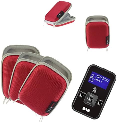 Navitech portátil Red Hard Hard Resistente Mp3 / Mini Dab FM Digital Music Player Case / capa compatível