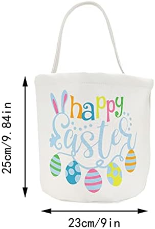 PTCHAT Cesta de Páscoa Holida de Rabbit Bunny Impressa Tela Gift Carry Candy Bag College Decorações