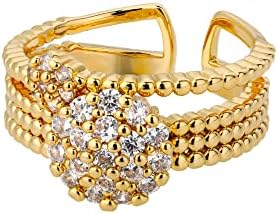 Oyalma Zircon Circle Open Rings for Women Crystal Gold Finger Charme Anel Ajuste Ajuste Casamento Valentine Jóias-89965