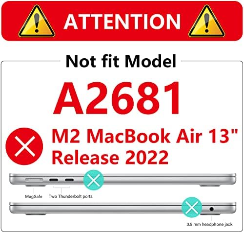 Caixa Twol para MacBook Air 13 polegadas, Casa de casca dura de plástico CAPA DE CAPA DE TECLADO E PROTECTOR