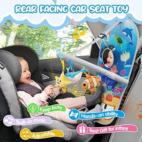 Brinquedos de assento de carro para brinquedos para bebês de 6 a 12 meses, banco de banco de carros ajustável