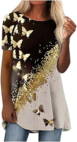 Camisas para meninas outono de canto de verão de manga curta spandex spandex borboleta impressão camisas