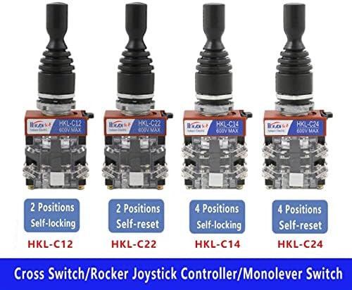 Aybal 1pcs Joystick Switch Monolever Rocker Cross Master Switch 2-Way 4No 4No Hole Tamanho 22mm HKL-C12 C22 C24