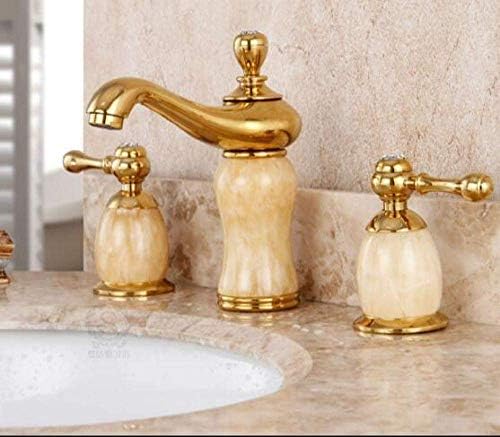 Xyyxdd chuveiro de chuveiro, latão e esmeralda Torneira de acabamento em ouro arquitetônico Mixe de pia de 3 buracos