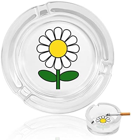 Daisy Flower Glass Ashtray para cigarros redondo bandejas de cinzas para escritório em casa e restaurantes