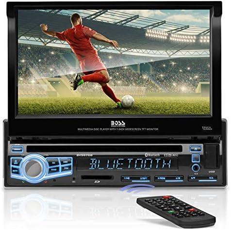 Sistemas de áudio-chefe BV99976B DVD Player-Single Din, Audio Bluetooth e Chamada, Microfone embutido, CD-USB-SD-AUX-A-AM FM Radio Receiver, tela Digital de 7 polegadas, iluminação multicolorida