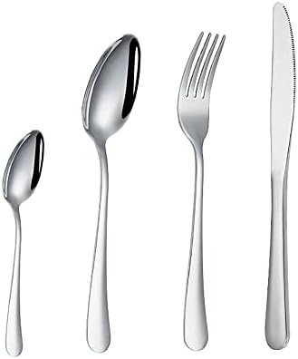 Conjunto de talheres WSJQB, conjunto de jantar de aço inoxidável, 4 incluem faca/garfo/fork de sobremesas/colher/colher