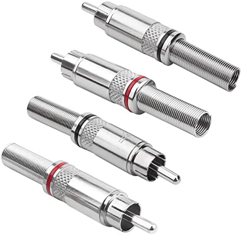 OTHMRO 4-PACK Silver Tom Fim RCA RCA Male Audio Video Adapter Connector