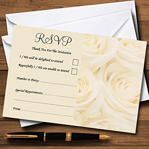 Rosas de marfim de creme pálido cartões RSVP personalizados