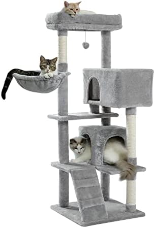 Torre de escalada de gatos Ultimate - Árvore de gatos de vários níveis com redação pós -aconchegante rede de condomínio e bola pendurada para gatos felizes