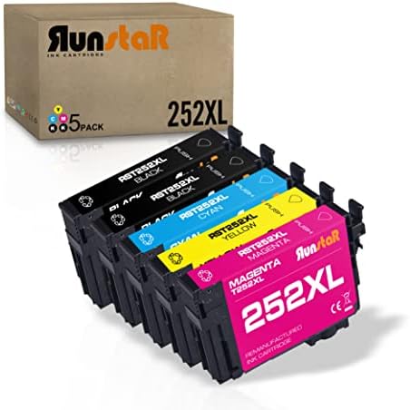 Run Star Remanufated 5 Pack 252XL Substituição do cartucho de tinta para Epson T252XL 252 Combo para Epson Workforce