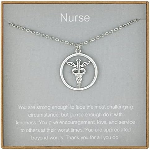 Presentes de apreciação de enfermagem de FamDecor - Presentes da semana de enfermeiros 2023 para mulheres meninas - colar de prata esterlina para enfermeira - Presentes de enfermagem para novas enfermeiras