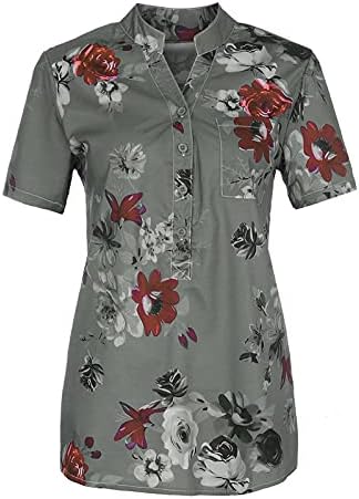Zlovhe Tops florais para mulheres 2023 botão Down Down Fashion Casual Manga curta Camisas inferiores blusas Tops