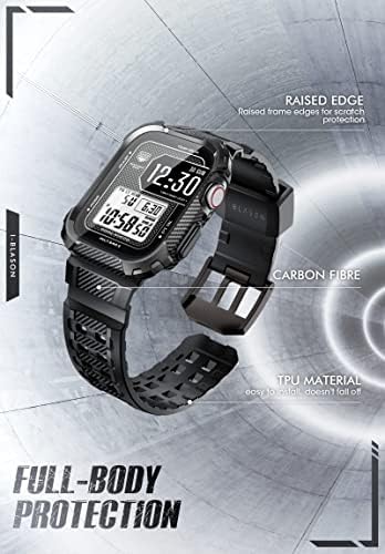 I-BLASON Armorbox Compatível com Apple Watch Band [45mm] Para Apple Watch Series 8/7, Banda de relógio Rugged TPU com casos de pára-choques de 2 pacotes [protetor de tela de vidro temperado embutido]