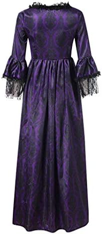 Vestido Cosplay Cosplay Princesa Mulheres Lace Retro Vestido Mulheres Midi Vestidos Casual Victorian Traje Purple