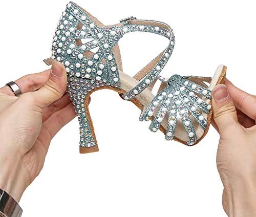 Sapatos de dança latinos clássicos de shiny shiny de Hiposeus femininos - Sandálias de dança de festas de festas