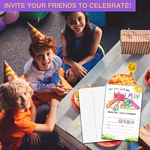 Convite de aniversário do playground ao ar livre, cartões de slide do estacionamento e convite para meninos e