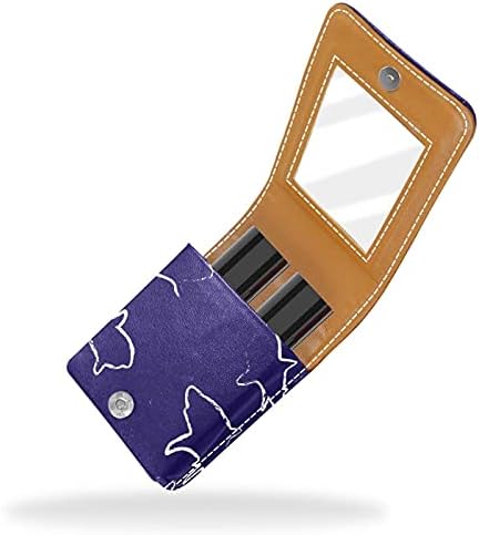 Caixa de batom de maquiagem portátil para viajar, Body Body Body Purple Background Mini Lipstick Storage Caixa com espelho para mulheres mulheres, bolsa cosmética de couro
